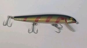 Vintage Rebel Red Fin 4.5" Fishing Lure Perch Color w/ Case USA Crankbait